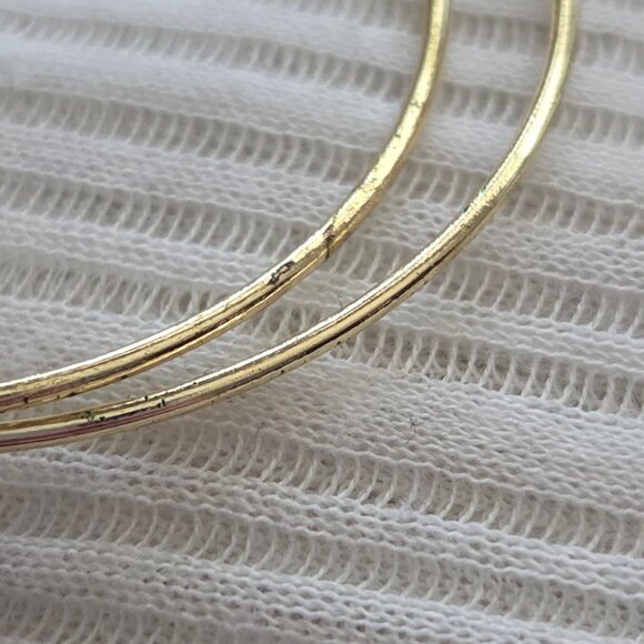 Gold Tone Peace Sign Hoop Earrings 2” Boho Dillard’s - Picture 3 of 5